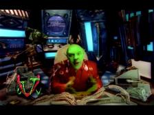 Émission de télévision présenté par un extra-terrestre à la peau verte